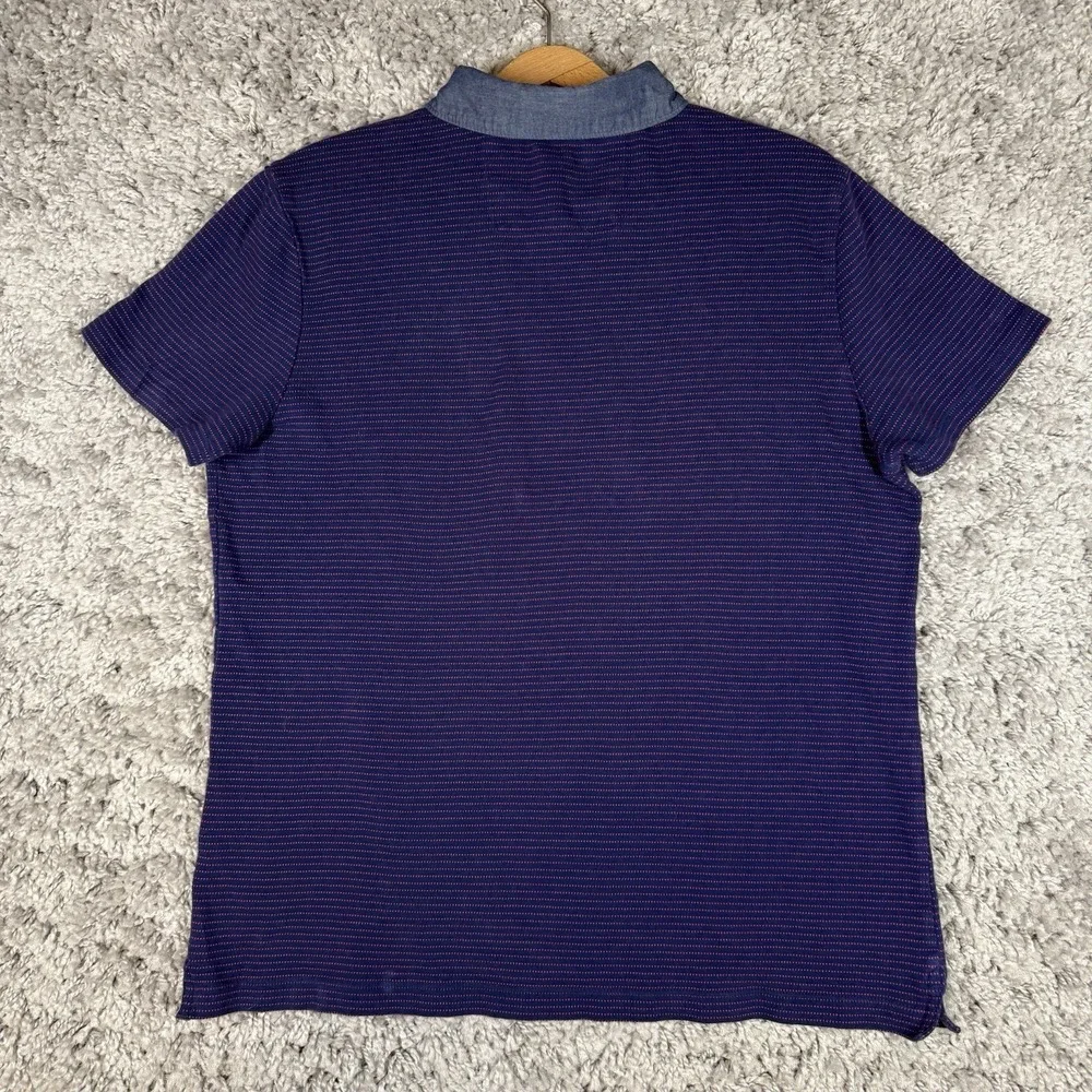 Banana Republic Jacquard Polo Night Flight Striped Cotton Shirt Men's‎ Size L